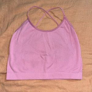 Pink Criss Cross Tank Crop Top